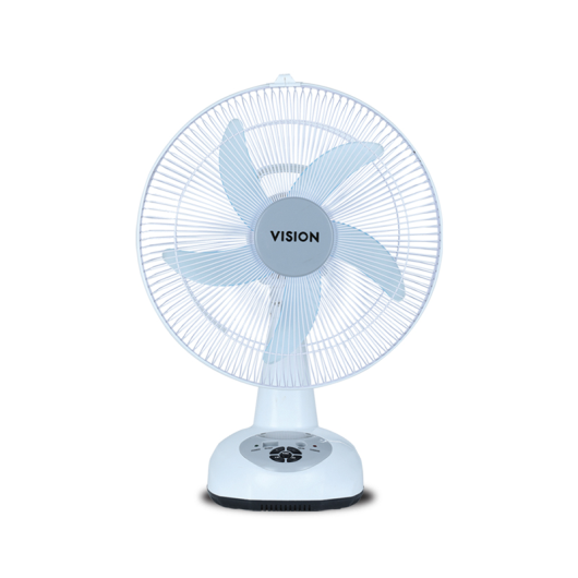 VISION Rechargeable Table Fan 14'' White With USB Charger